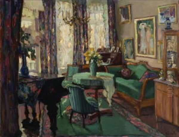 Das Grune Zimmer Oil Painting by Edward Cucuel