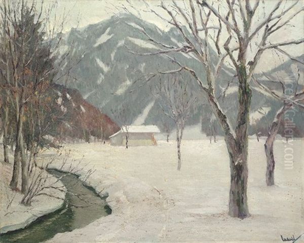 Winter Im Tal Oil Painting by Edward Cucuel