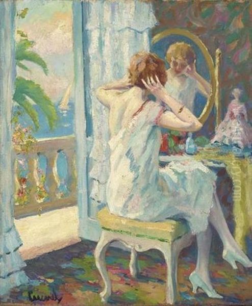 A Lady At Her Dressing Table, San Remo Oil Painting by Edward Cucuel