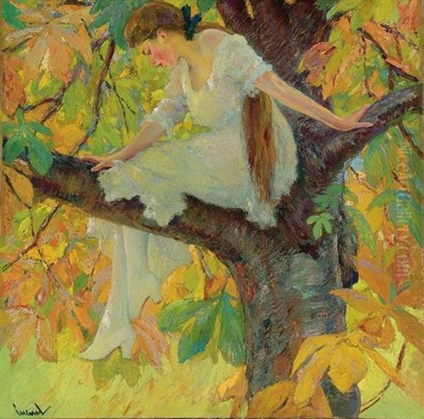 Wood Nymph (baumnixe) Oil Painting by Edward Cucuel