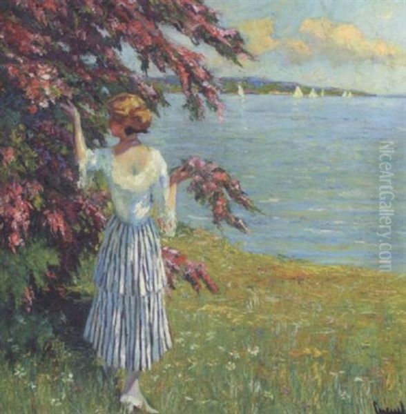 Unter Dem Rotdorn Oil Painting by Edward Cucuel