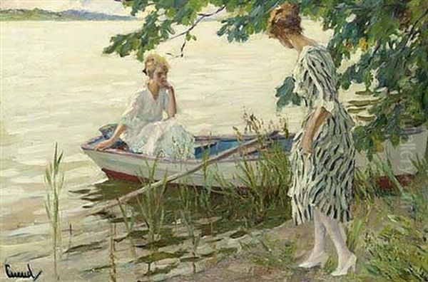 An Afternoon On The Lake Oil Painting by Edward Cucuel