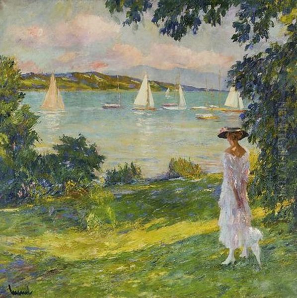 Im Yacht Club, Starnberg Oil Painting by Edward Cucuel