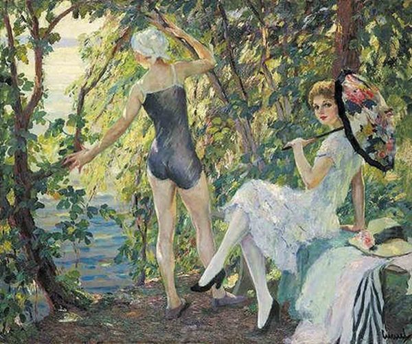 The Bathers Oil Painting by Edward Cucuel