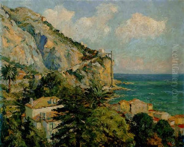 Kustenlandschaft Bei Menton Oil Painting by Edward Cucuel