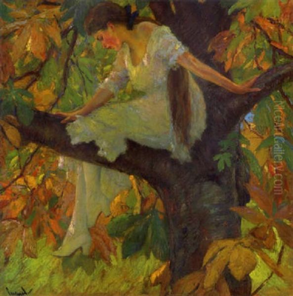 Baumnixe Oil Painting by Edward Cucuel