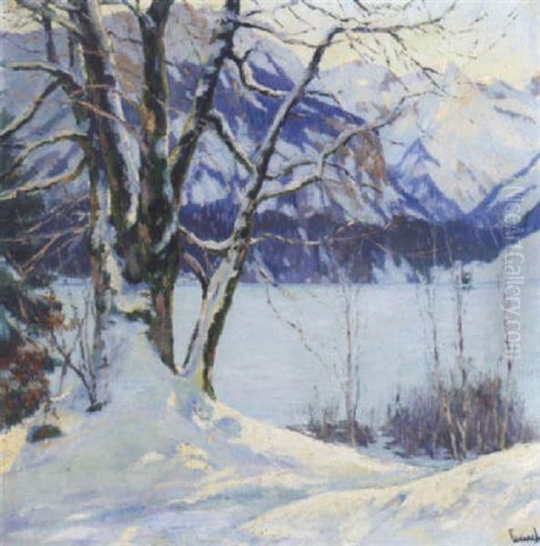 Beschneite Buchen Oil Painting by Edward Cucuel