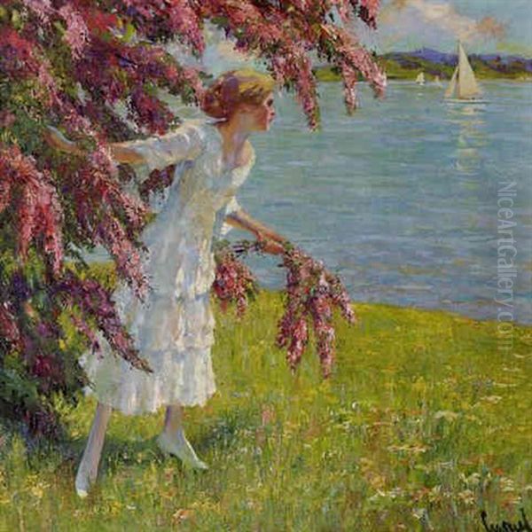 At The Lake Oil Painting by Edward Cucuel