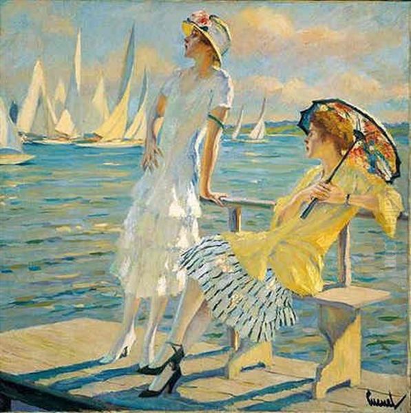 Regatta Oil Painting by Edward Cucuel