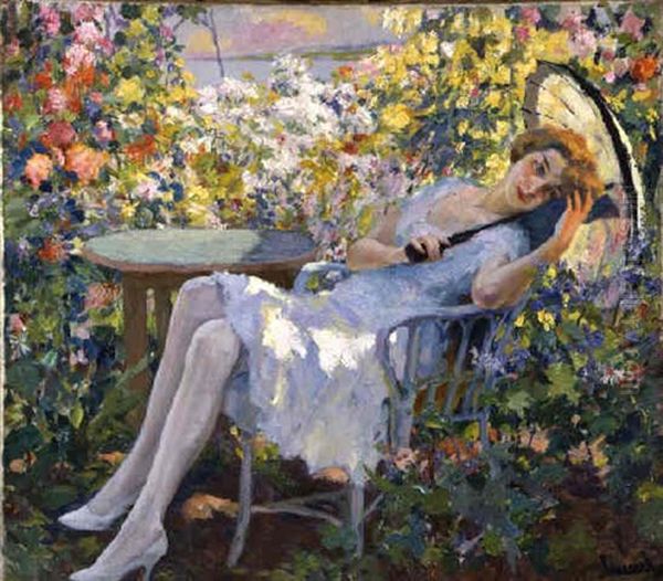 Young Girl With A Parasol Oil Painting by Edward Cucuel