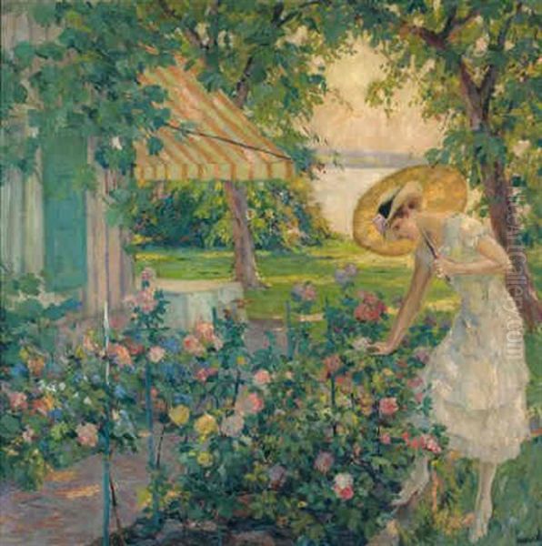 Im Rosengarten Oil Painting by Edward Cucuel