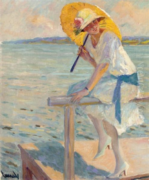 The Yellow Parasol Oil Painting by Edward Cucuel