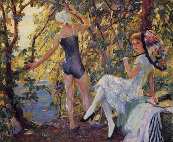 The Bathers Oil Painting by Edward Cucuel