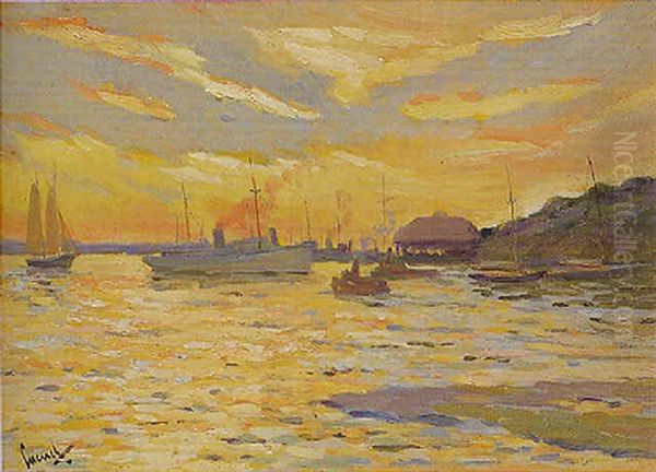 New York Yacht Club - Glenn Glove, Long Island Oil Painting by Edward Cucuel