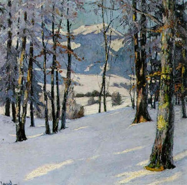 The Karwendel Mountains In The Snow Oil Painting by Edward Cucuel