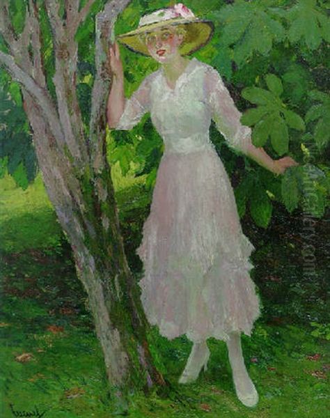 Das Weisse Kleid Oil Painting by Edward Cucuel