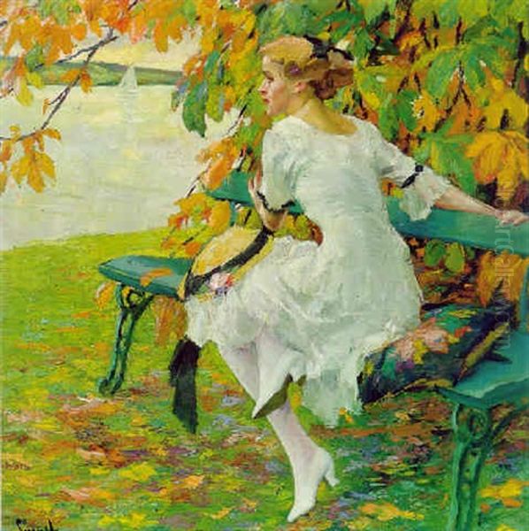 Auf Der Grunen Bank Oil Painting by Edward Cucuel