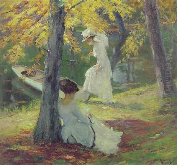 Autumn Sun Oil Painting by Edward Cucuel