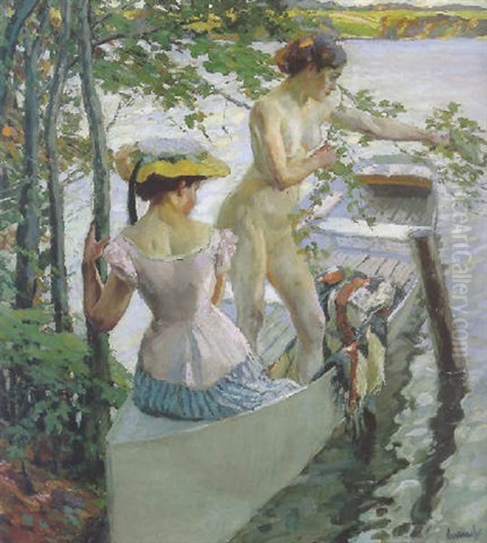 The Bathing Place Oil Painting by Edward Cucuel