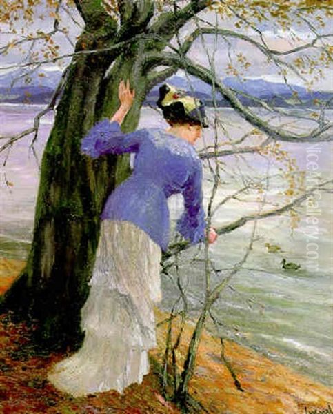 The Old Oak Oil Painting by Edward Cucuel