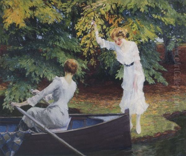 By The Lake Oil Painting by Edward Cucuel