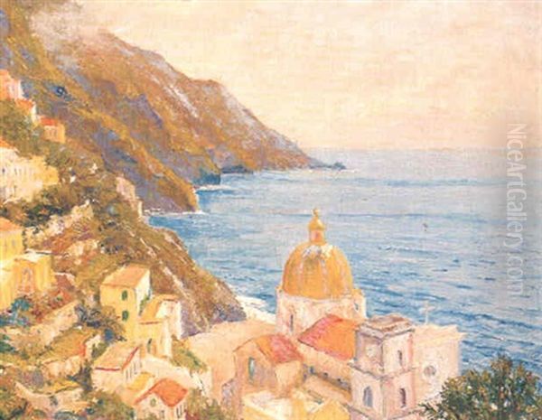 Positano - Kirche Am Meer Oil Painting by Edward Cucuel