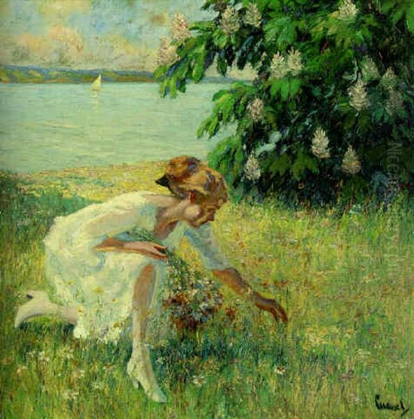 Spring Flowers Oil Painting by Edward Cucuel