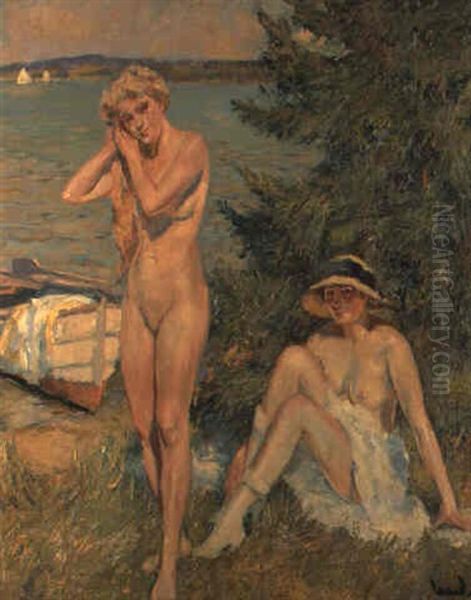 Badende Am Starnberger See Oil Painting by Edward Cucuel