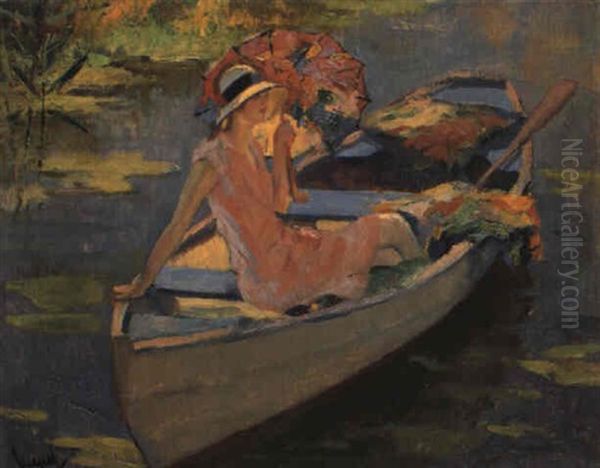 Junge Dame Im Boot Oil Painting by Edward Cucuel