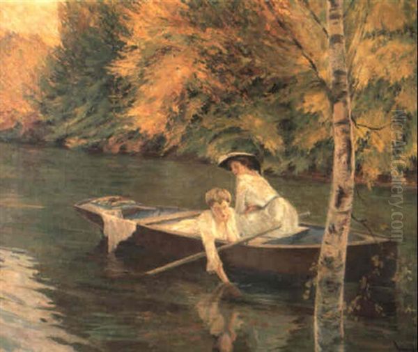 Sonniger Herbsttag Am See Oil Painting by Edward Cucuel