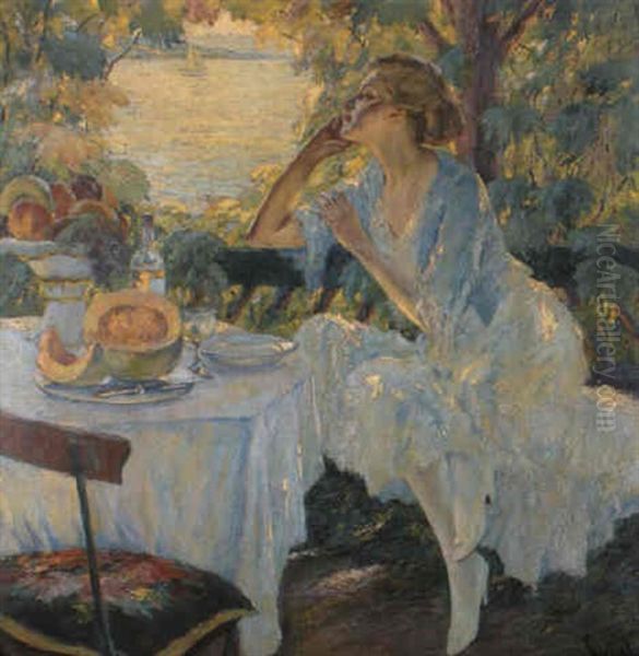 In Der Laube Oil Painting by Edward Cucuel