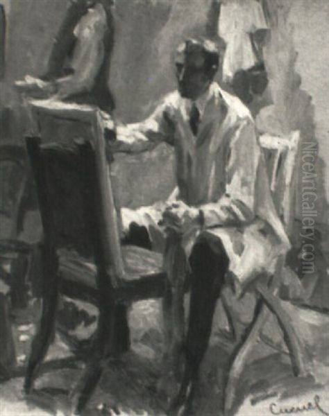 Artist Painting Oil Painting by Edward Cucuel