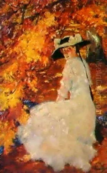 Shades Of Autumn Oil Painting by Edward Cucuel