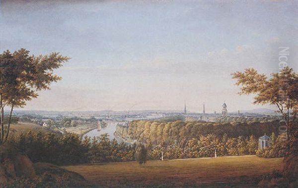 View Of Shrewsbury Oil Painting by George Cuitt the Elder