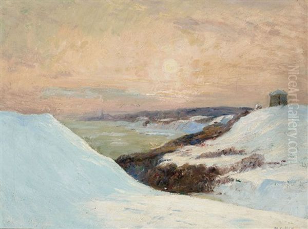 Winter View Of Sillery, Pq, From The Plains Of Abraham Oil Painting by Maurice Galbraith Cullen