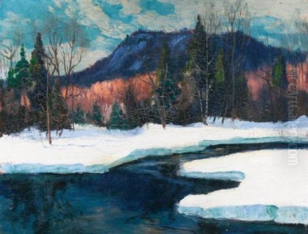 Winter Landscape With River Oil Painting by Maurice Galbraith Cullen