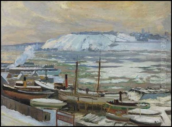 The Shipyards, Lauzon, Quebec Oil Painting by Maurice Galbraith Cullen