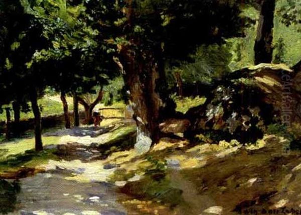 A Walk Through A Sunlit Woods Oil Painting by Maurice Galbraith Cullen