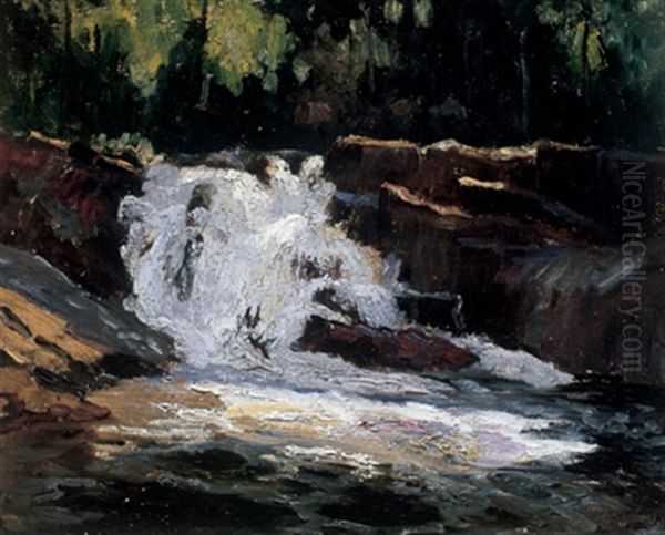 Waterfall, Little Cache River Oil Painting by Maurice Galbraith Cullen