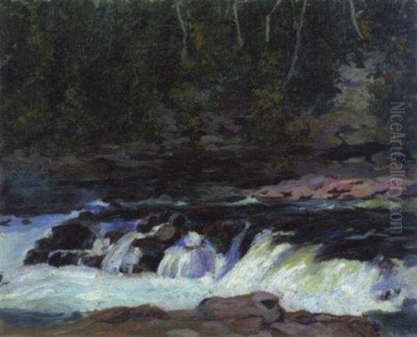 Montmorency River Near A Bridge Oil Painting by Maurice Galbraith Cullen