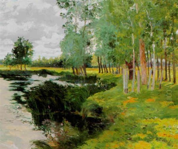 Bord De Riviere Oil Painting by Maurice Galbraith Cullen