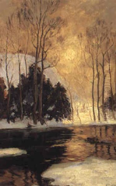 A Winter Morning On The Cach, River Oil Painting by Maurice Galbraith Cullen