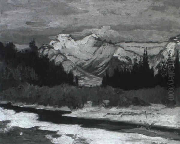 Winter Landscape With Mountains And River Oil Painting by Maurice Galbraith Cullen