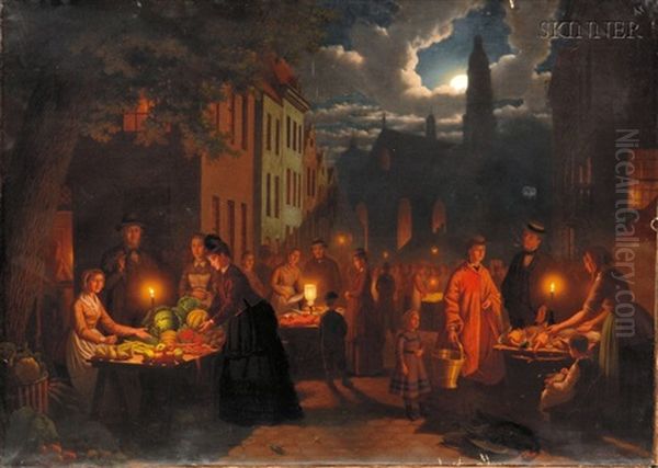 Market Before Dawn Oil Painting by Johann Mongels Culverhouse