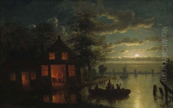 Returning Home, Day's End Oil Painting by Johann Mongels Culverhouse