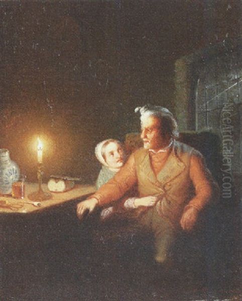 Candlelit Affection Oil Painting by Johann Mongels Culverhouse