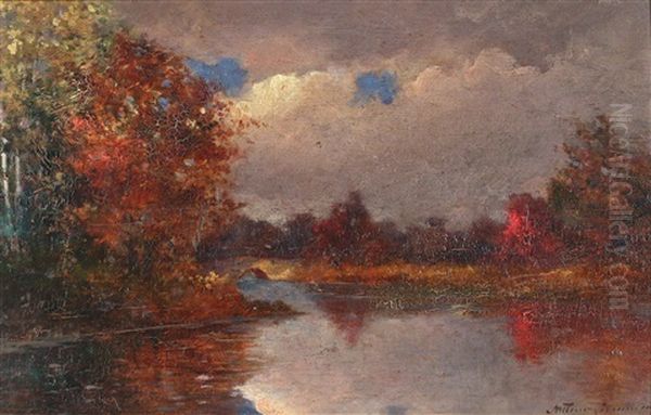 Autumn Landscape With A River Oil Painting by Arthur Cumming