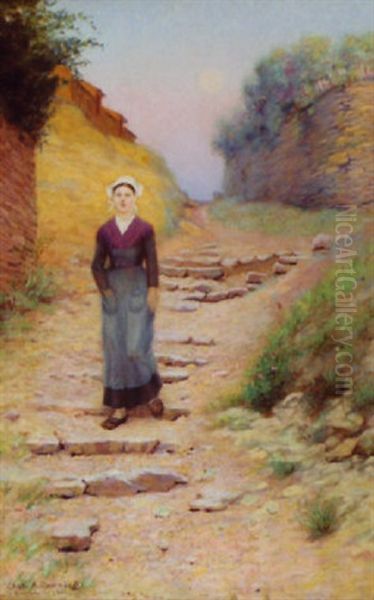 Peasant Girl, Brittany Oil Painting by Charles Atherton Cumming