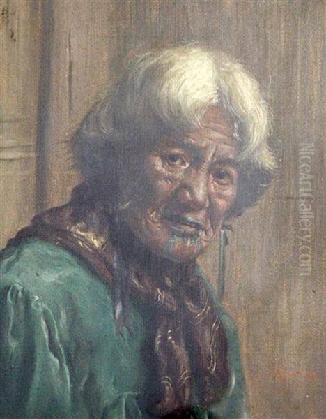 Portrait Of Maori Oil Painting by Vera Cummings