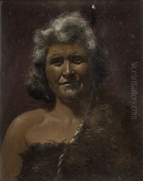 Portrait Of Maori Woman Oil Painting by Vera Cummings